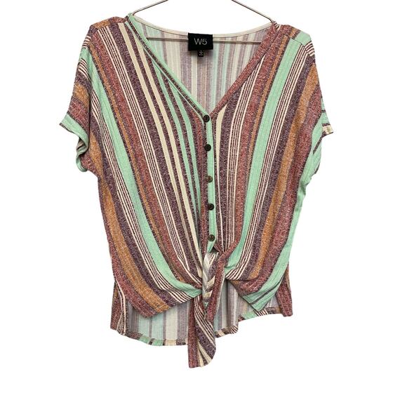 Anthropology's W5 woman's shirt Small striped tie front Boho Retro easy wear USA - Picture 1 of 8